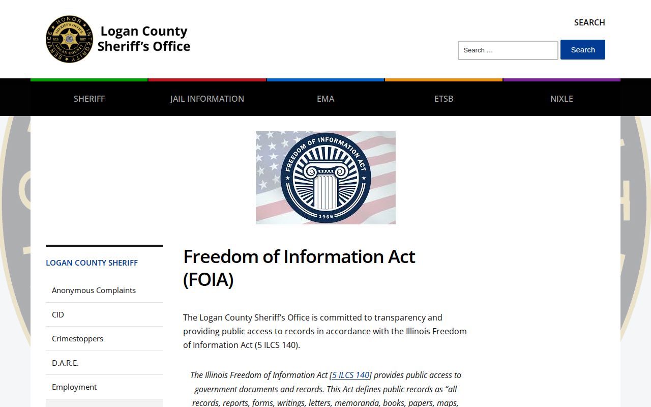 Logan County 24-hour release record request page
