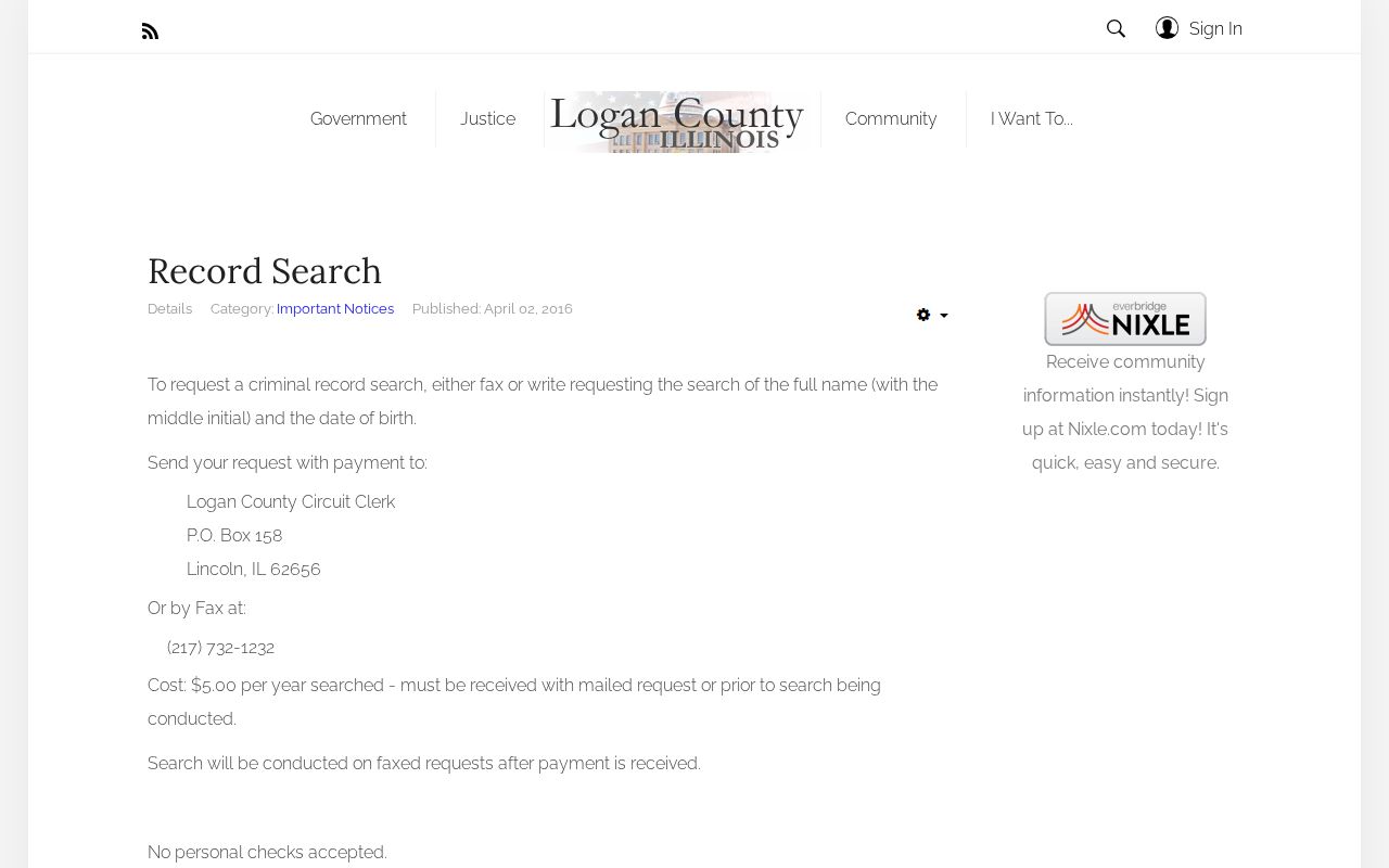 Logan County 72-hour release court record search instructions