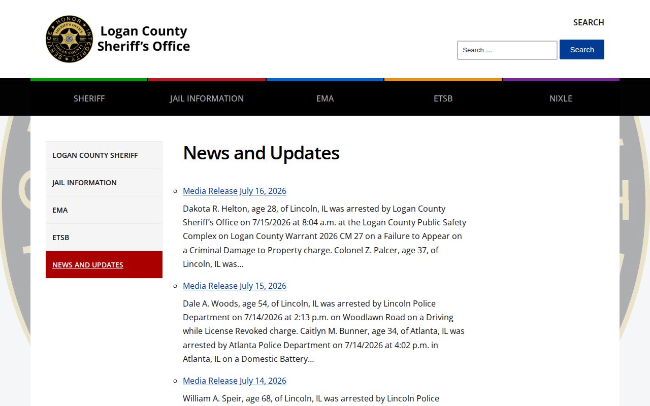 Logan County sheriff news archive requiring release verification