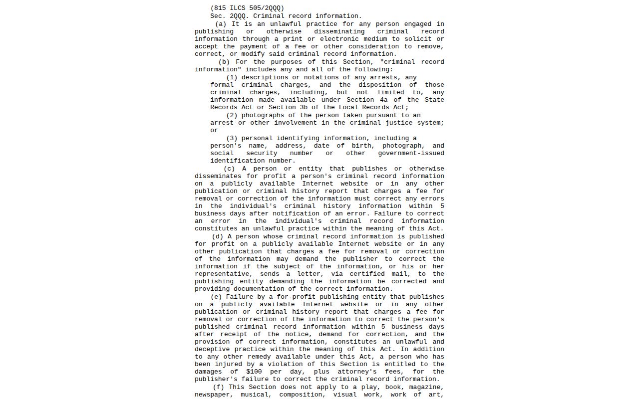 Illinois correction law for Logan County released mugshot records